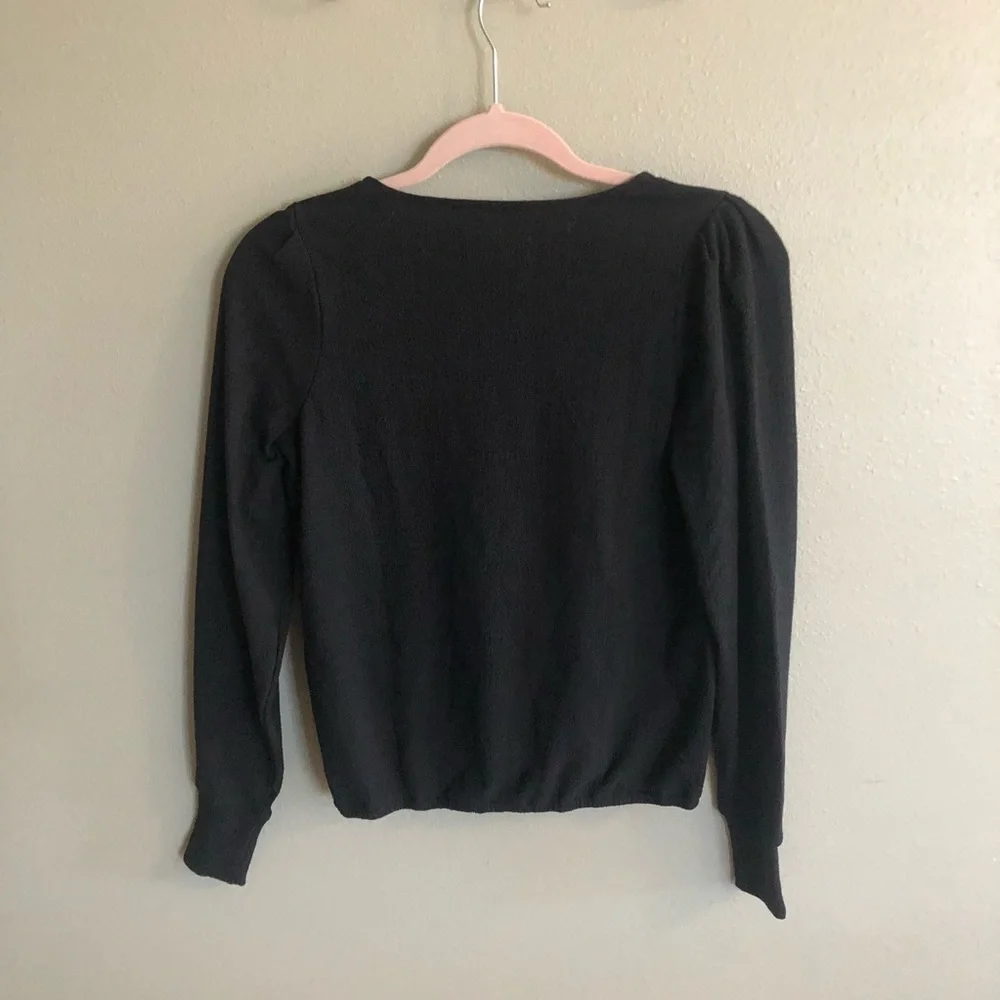 Madewell Puff Sleeve Faux Wrap Top - XXS